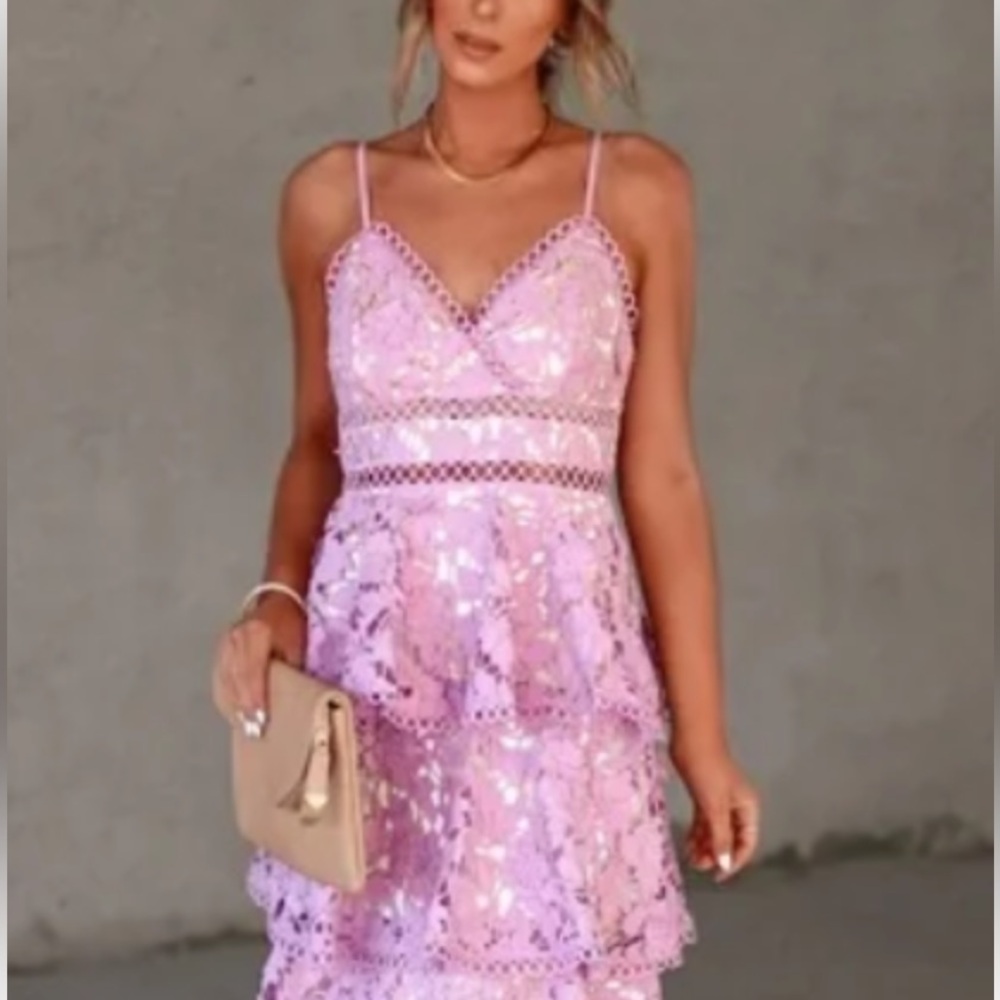 Crochet floral midi dress